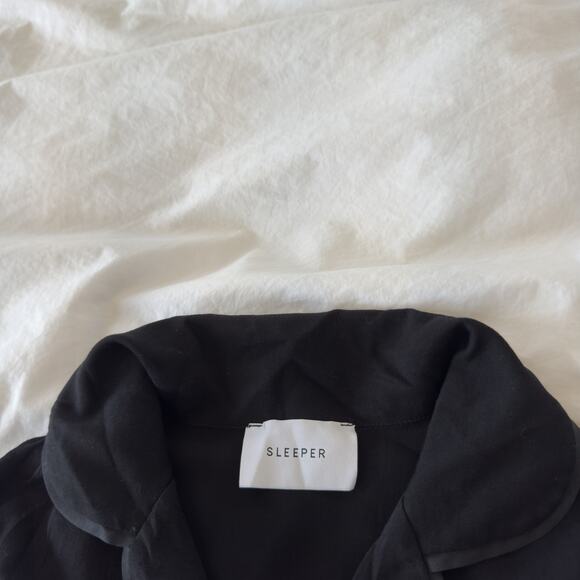 Sleeper Black Party Pajama Top Women’s Size M Button-Up Lounge Shirt Sleepwear - Picture 3 of 10